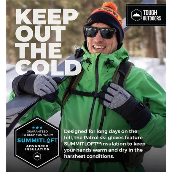 Tough Outdoors Men's Winter Gloves - Ski Gloves - Adult Snow Gloves - Picture 3 of 6
